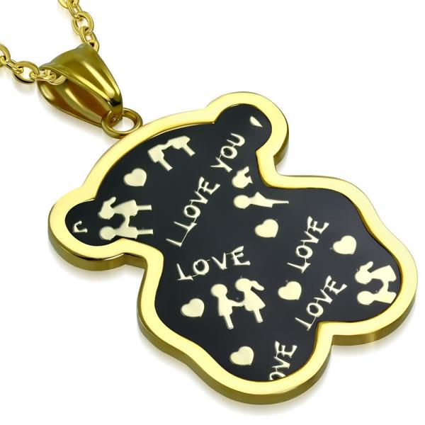Pandant inox cu ursulet gravat cu I LOVE YOU [1]