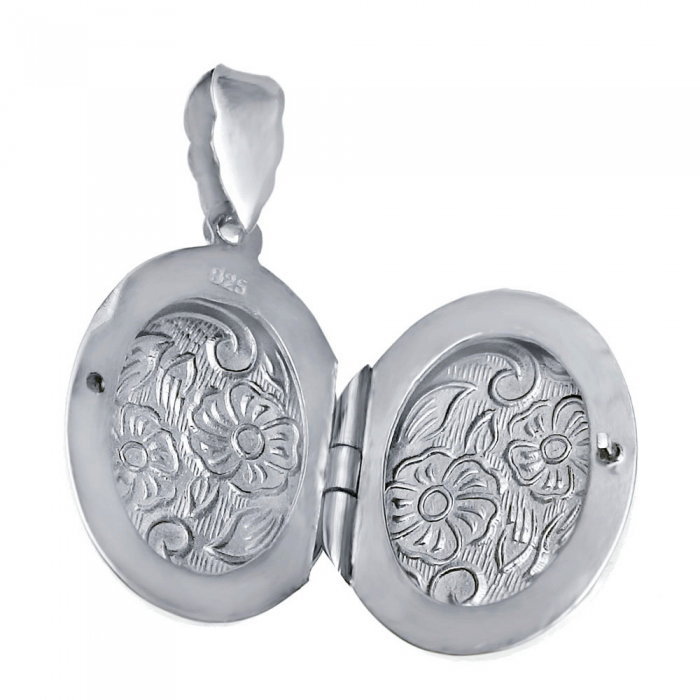 Pandantiv argint 925 rodiat gravat cu doua floricicele - Be Nature - BeSpecial [1]