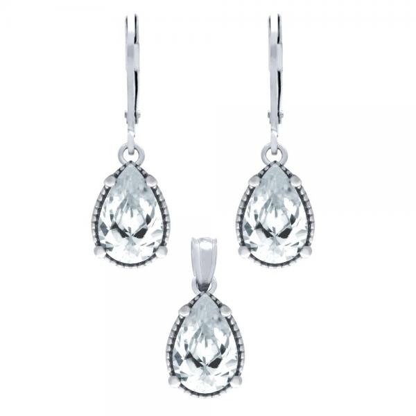 Set elegant din argint 925 rodiat cu picaturi si zirconii - Be Nature [1]