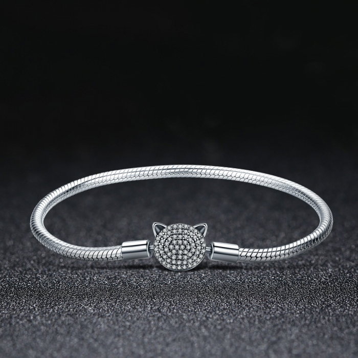Bratara argint 925 cu cap de pisicuta si zirconii albe - Be Nature  BST0028 [3]