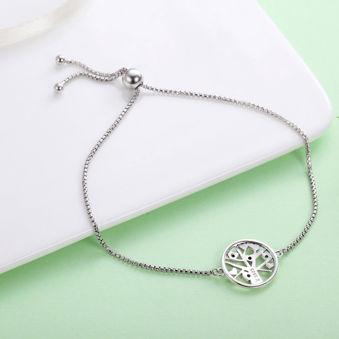 Bratara argint 925 cu copacul vietii, inimioare si zirconii verzi - Be Nature  BST0026 [5]