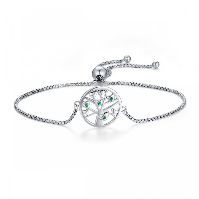 Bratara argint 925 cu copacul vietii, inimioare si zirconii verzi - Be Nature  BST0026 [1]