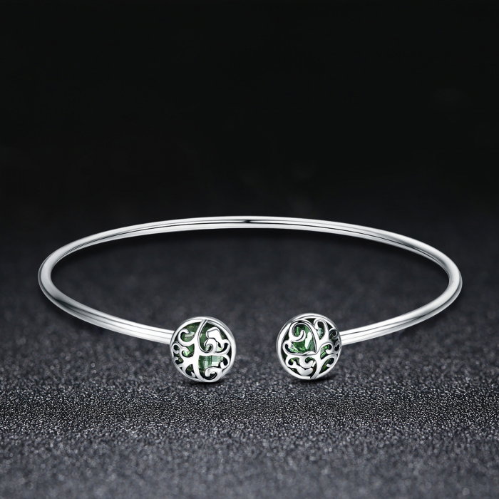 Bratara argint 925 cu copacul vietii si cristale verzi - Be Nature  BST0030 [2]