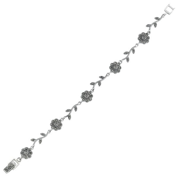 Bratara argint 925 cu floricele si marcasite si aspect vintage - Be Nature BTU0072 [1]