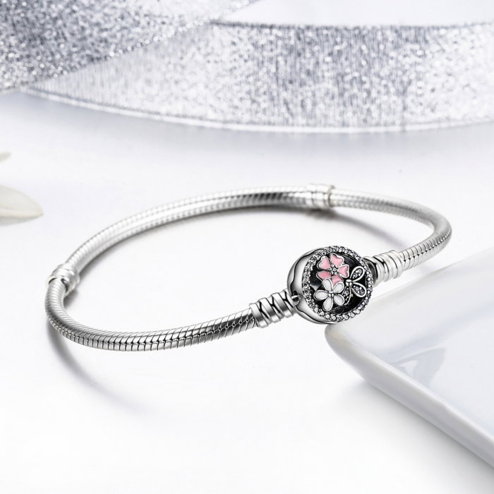 Bratara argint 925 cu floricele si zirconii albe - Be Nature BST0022 [4]