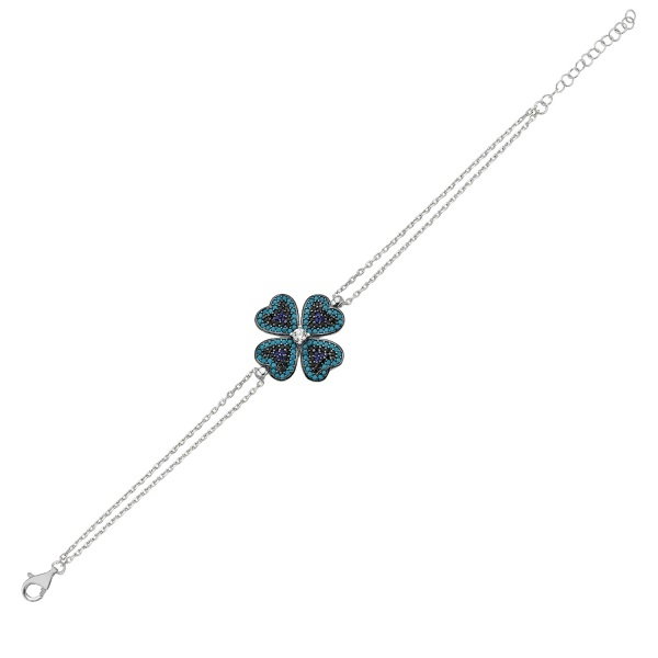 Bratara argint 925 cu frunza de trifoi si zirconii multicolore - Be Lucky  BTU0097 [1]