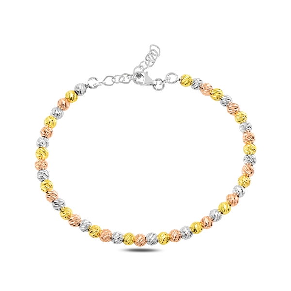 Bratara argint 925 cu margele taiate in forma de diamant, placata cu rodiu - Lungime: 16,5 cm [1]