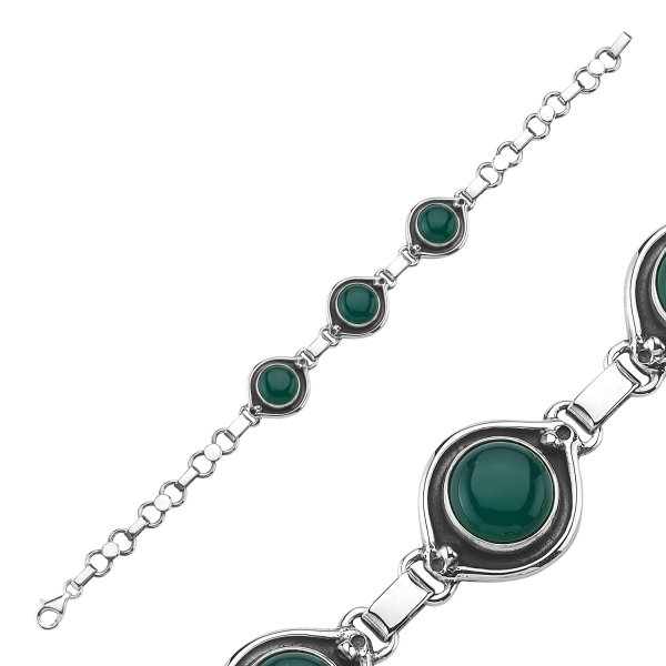 Bratara argint 925 cu pietre de agate verzi - Be Elegant BTU0075 [1]