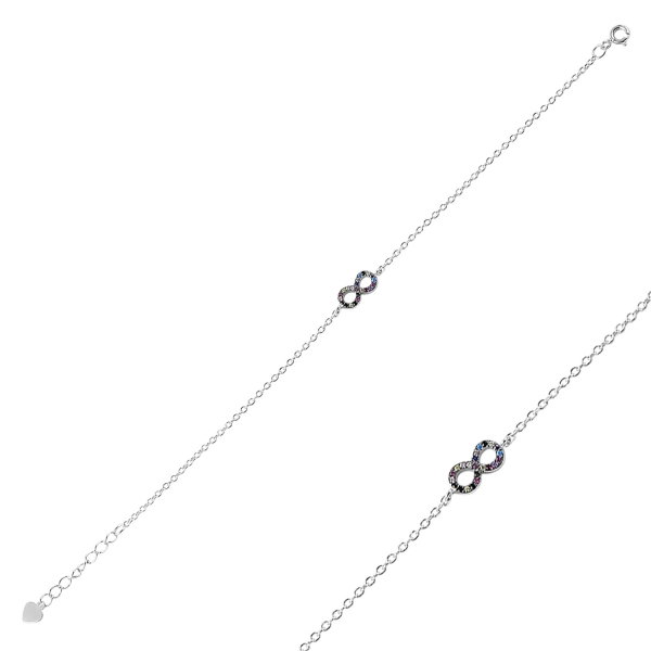 Bratara argint 925 cu simbolul infinit si zirconii multicolore - Infinite You BTU0102 [1]
