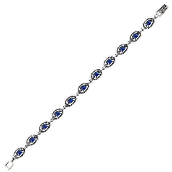 Bratara argint 925 cu zirconii albastre si marcasite [1]
