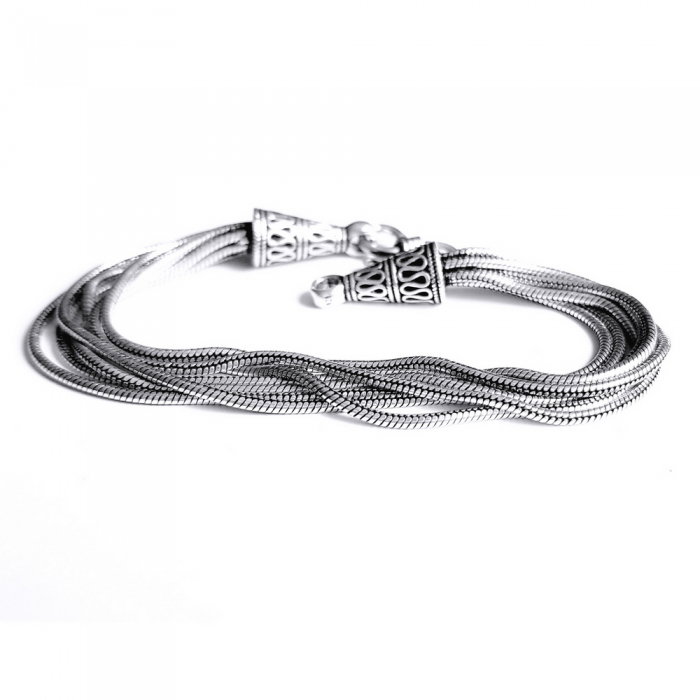 Bratara argint 925 manunchi de lantisoare cu conuri  , Leila [5]