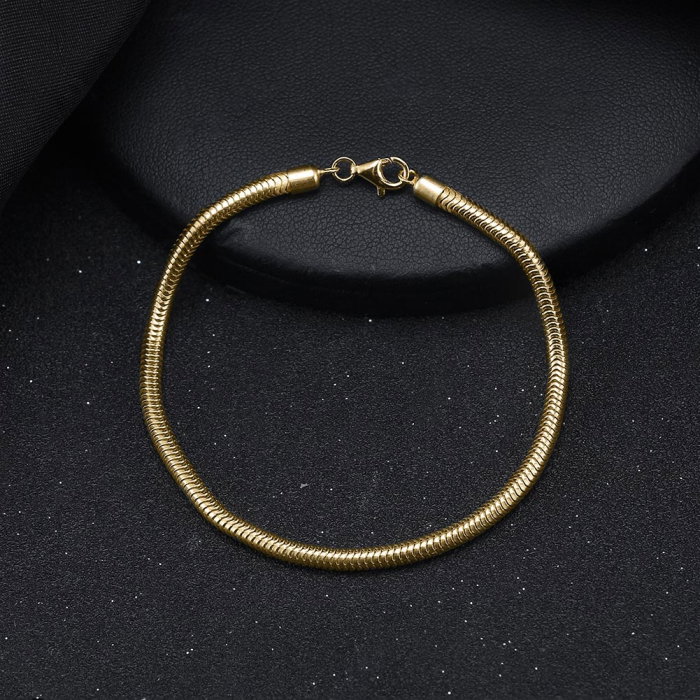 Bratara sarpe argint 925 placata cu aur 14K, 19 cm, 3 mm, UNISEX [2]