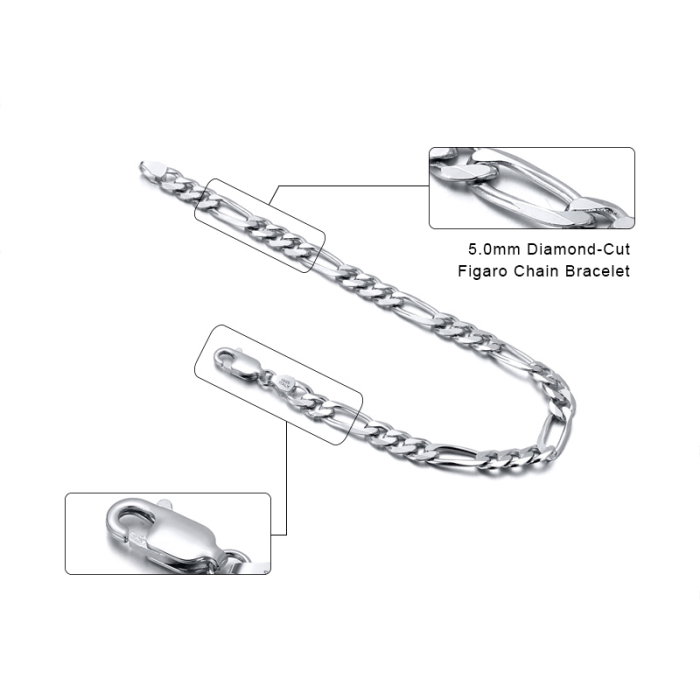 Bratara Figaro argint 925 placata cu rodiu, 21,5 cm, 3,3 mm, UNISEX [9]