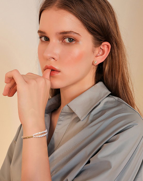 Bratara argint 925 placata cu aur 14K cu perle naturale [7]