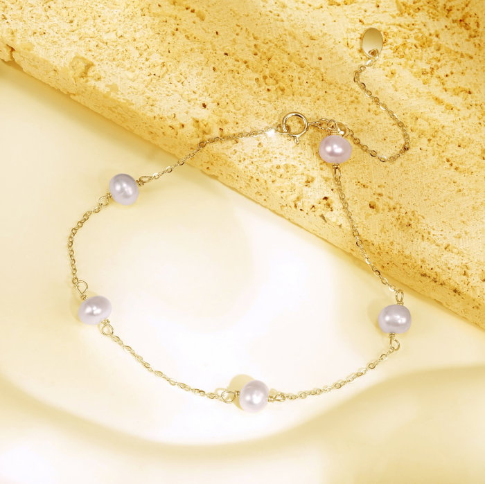 Bratara argint 925 placata cu aur 14K cu perle naturale [2]