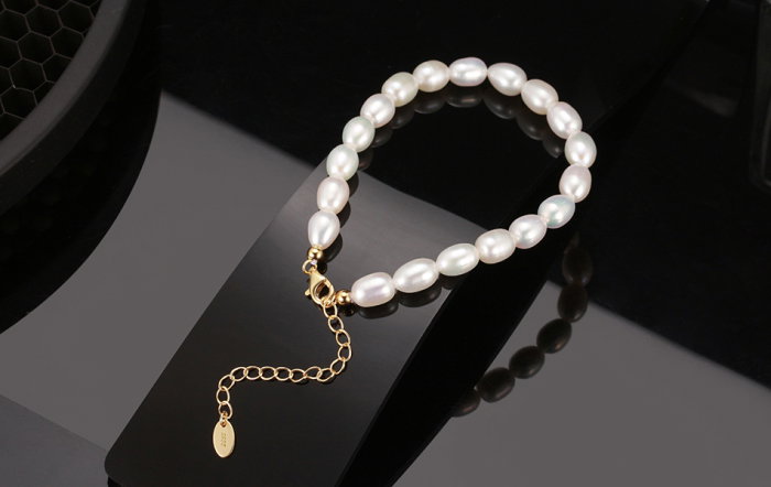 Bratara argint 925 placata cu aur 14K cu perle naturale [5]
