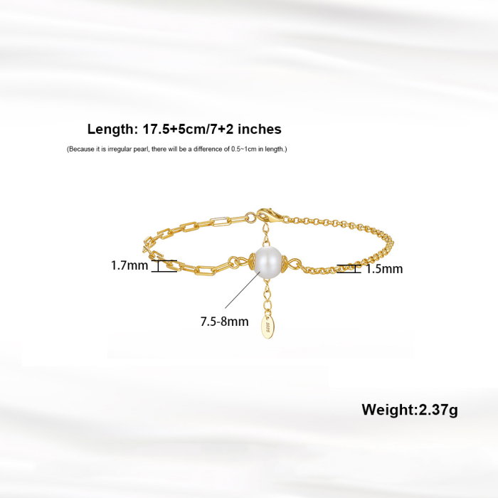 Bratara argint 925 placata cu aur 14K cu perle naturale [5]