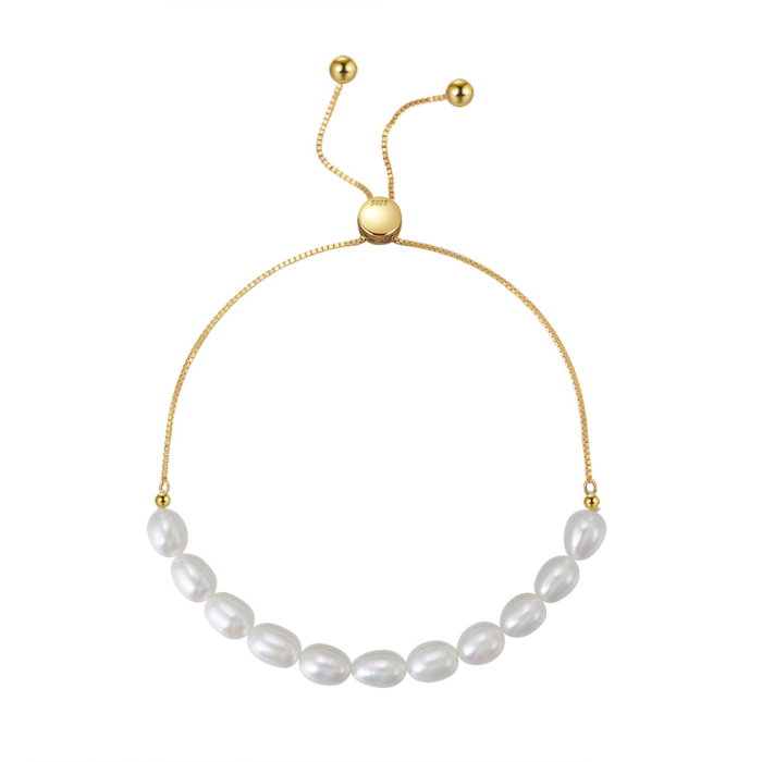 Bratara argint 925 placata cu aur 14K cu perle naturale [1]