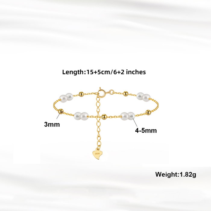 Bratara argint 925 placata cu aur 14K cu perle naturale [4]