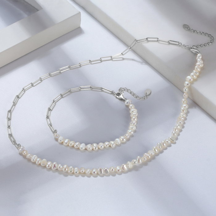 Bratara argint 925 placata cu aur 14K cu perle naturale [7]