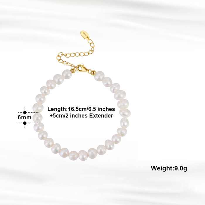 Bratara argint 925 placata cu aur 14K cu perle naturale [3]