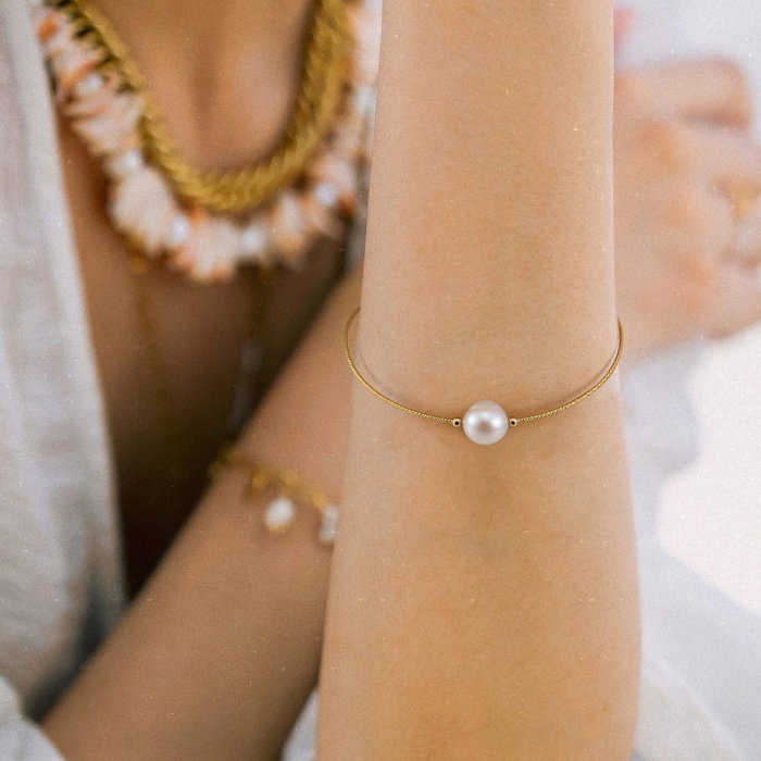 Bratara argint 925 placata cu aur 14K cu perle naturale [2]