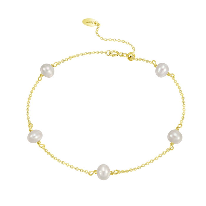 Bratara argint 925 placata cu aur 14K cu perle naturale [1]