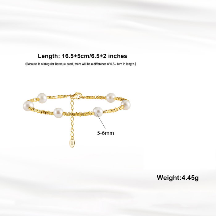 Bratara argint 925 placata cu aur 14K cu perle naturale [5]