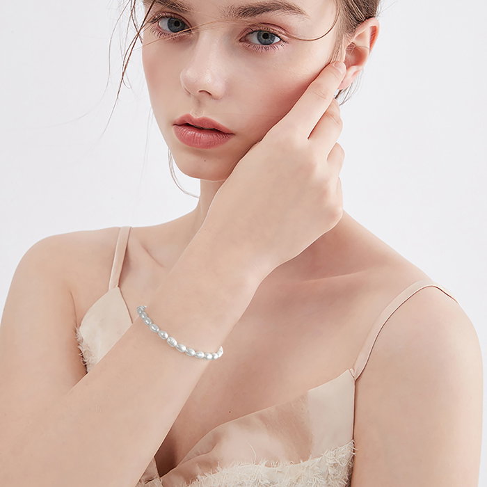 Bratara argint 925 placata cu aur 14K cu perle naturale [2]