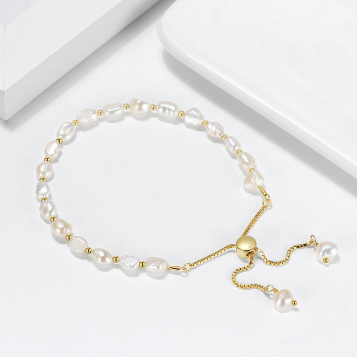 Bratara argint 925 placata cu aur 14K cu perle naturale [3]