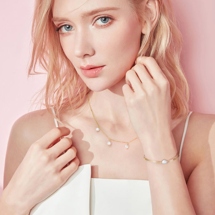 Bratara argint 925 placata cu rodiu cu perle naturale [2]