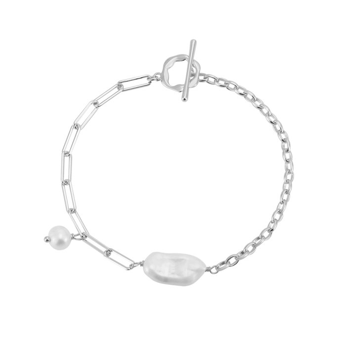 Bratara argint 925 placata cu rodiu cu perle naturale [1]