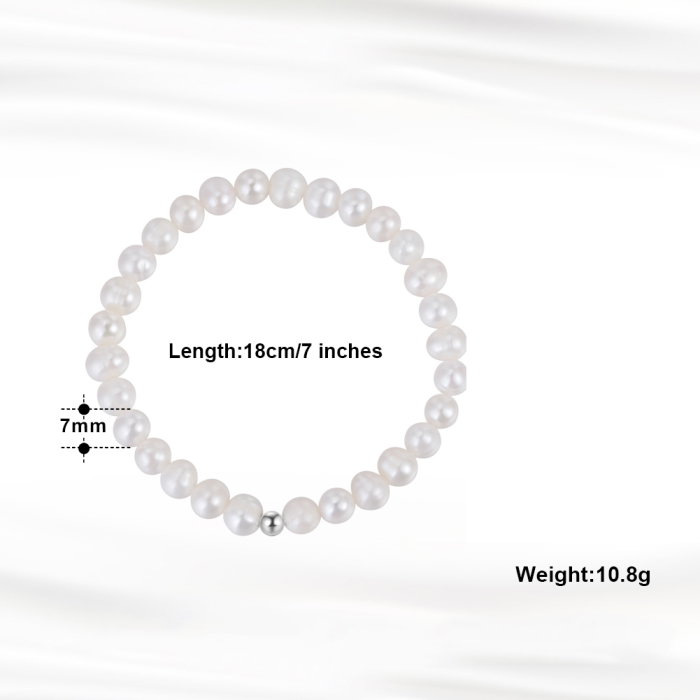 Bratara elastica din argint 925 placata cu aur 14K cu perle naturale [3]