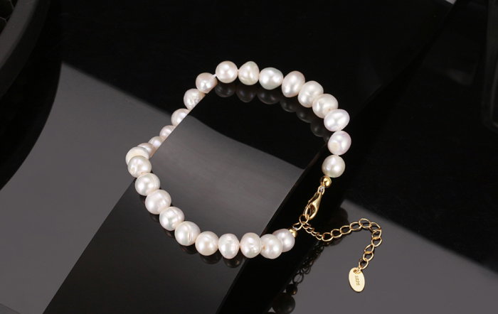 Bratara argint 925 placata cu aur 14K cu perle naturale [5]