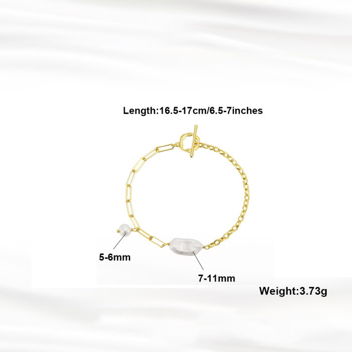 Bratara argint 925 placata cu aur 14K cu perle naturale [4]