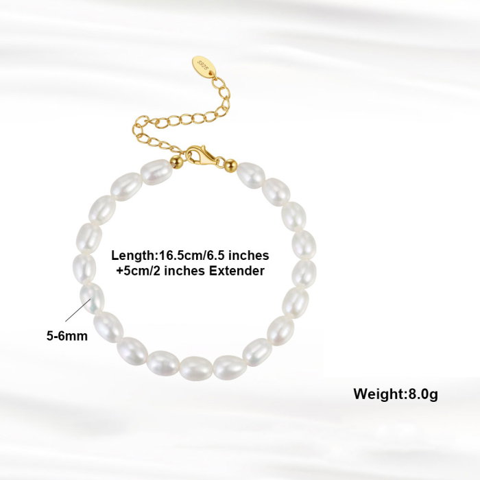 Bratara argint 925 placata cu aur 14K cu perle naturale [4]