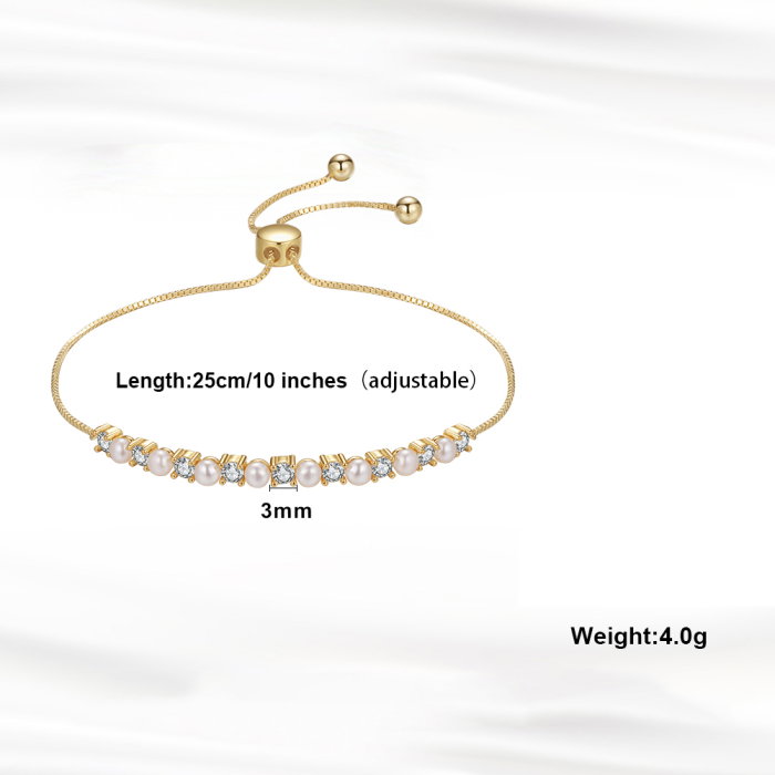 Bratara argint 925 placata cu aur 14K cu perle naturale si zirconiu [5]