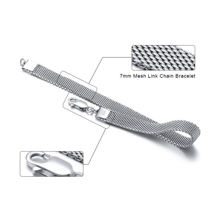 Bratara argint 925 placata cu rodiu, 20 cm, 7 mm [6]