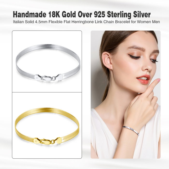 Bratara plata argint 925 placata cu aur 18K, 18 cm, 3 mm, UNISEX [6]