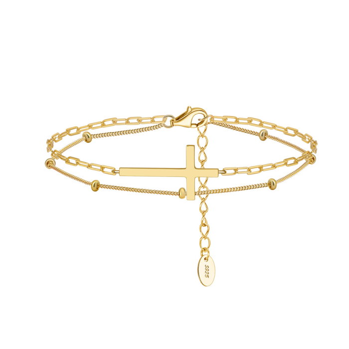 Bratara argint 925 cu cruce placata cu aur 14K [1]