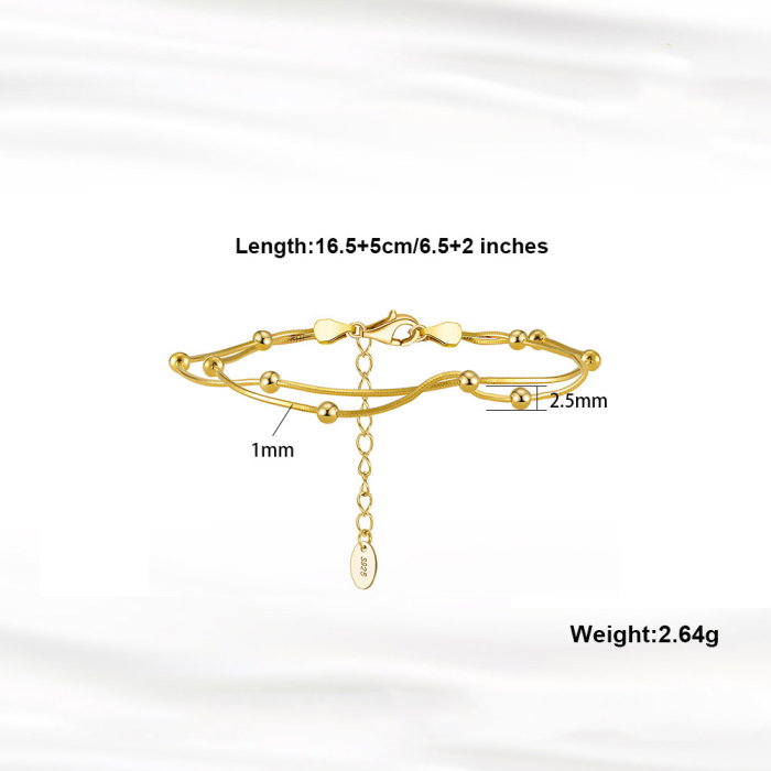 Bratara argint 925 placata cu rodiu cu bilute si doua lanturi [5]