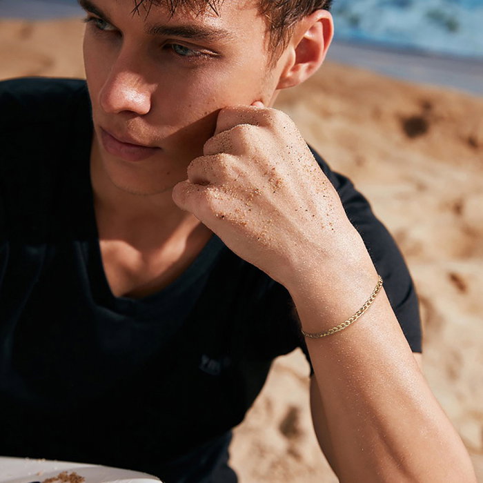 Bratara argint 925 placata cu aur 18K, 19 cm, 3 mm [2]