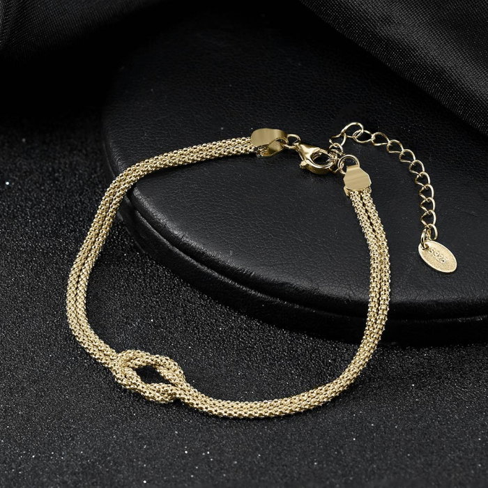Bratara dubla argint 925 cu nod placata cu aur 14K [3]