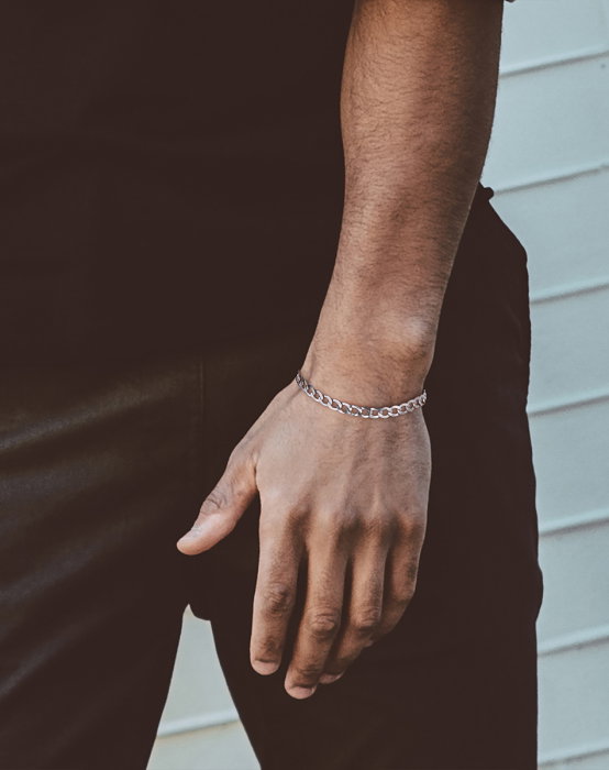 Bratara argint 925 placata cu aur 18K, cubaneza, 20 cm, 5 mm [8]