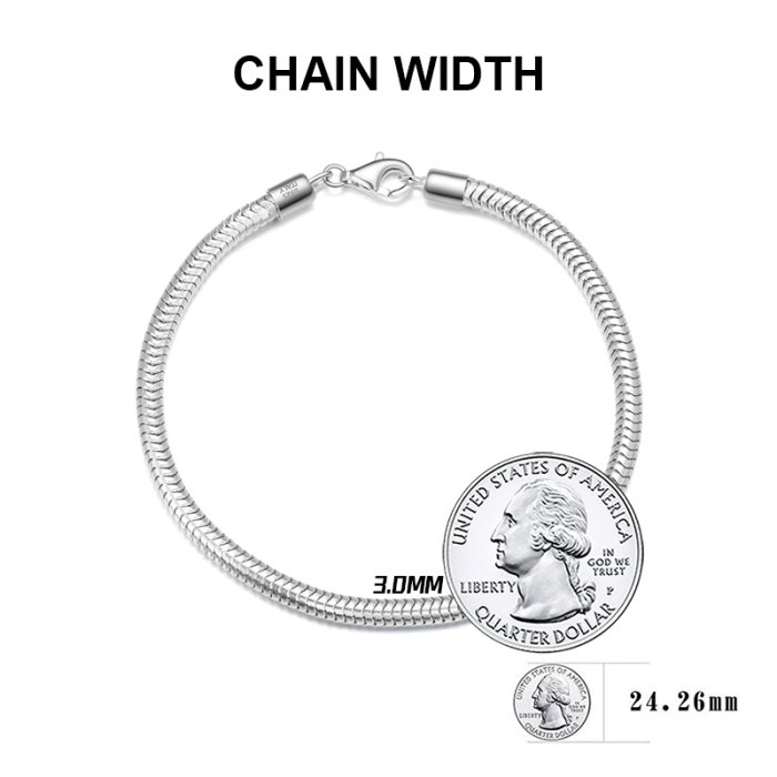 Bratara sarpe argint 925 placata cu rodiu, 19 cm, 3 mm, UNISEX [5]