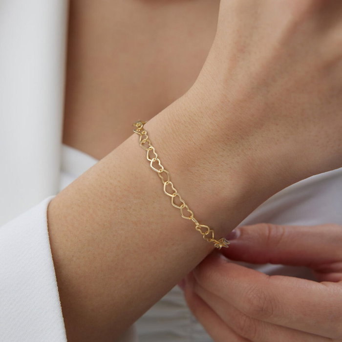 Bratara argint 925 placata cu rodiu, cu inimioare 18 cm, 5 mm [6]