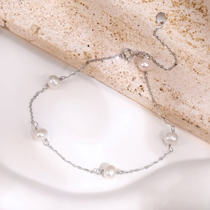 Bratara argint 925 placata cu rodiu cu perle naturale [2]