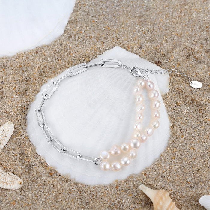 Bratara argint 925 placata cu rodiu cu perle naturale [3]