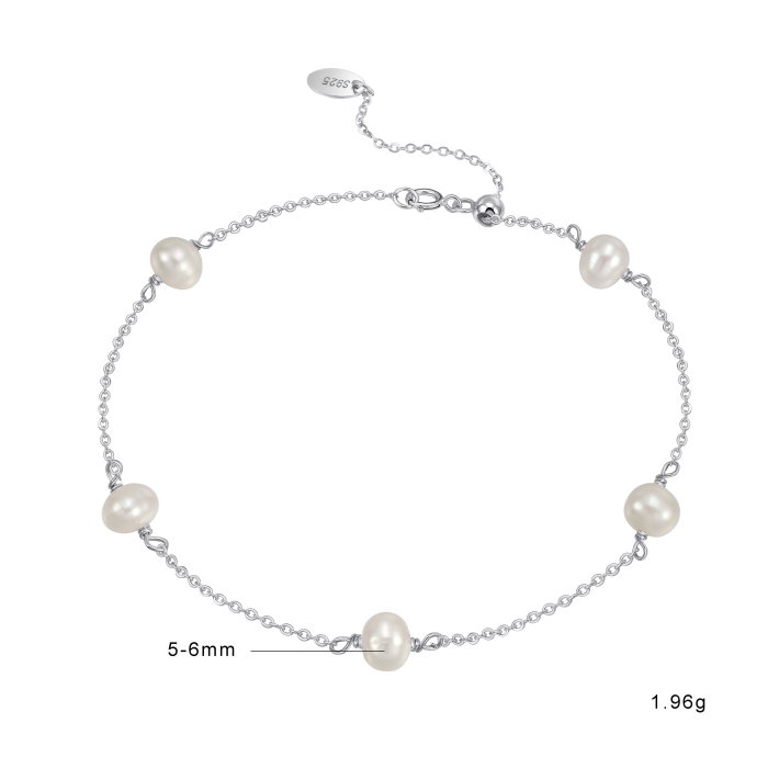 Bratara argint 925 placata cu rodiu cu perle naturale [3]