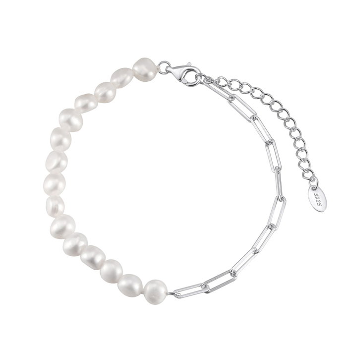 Bratara argint 925 placata cu rodiu cu perle naturale [1]